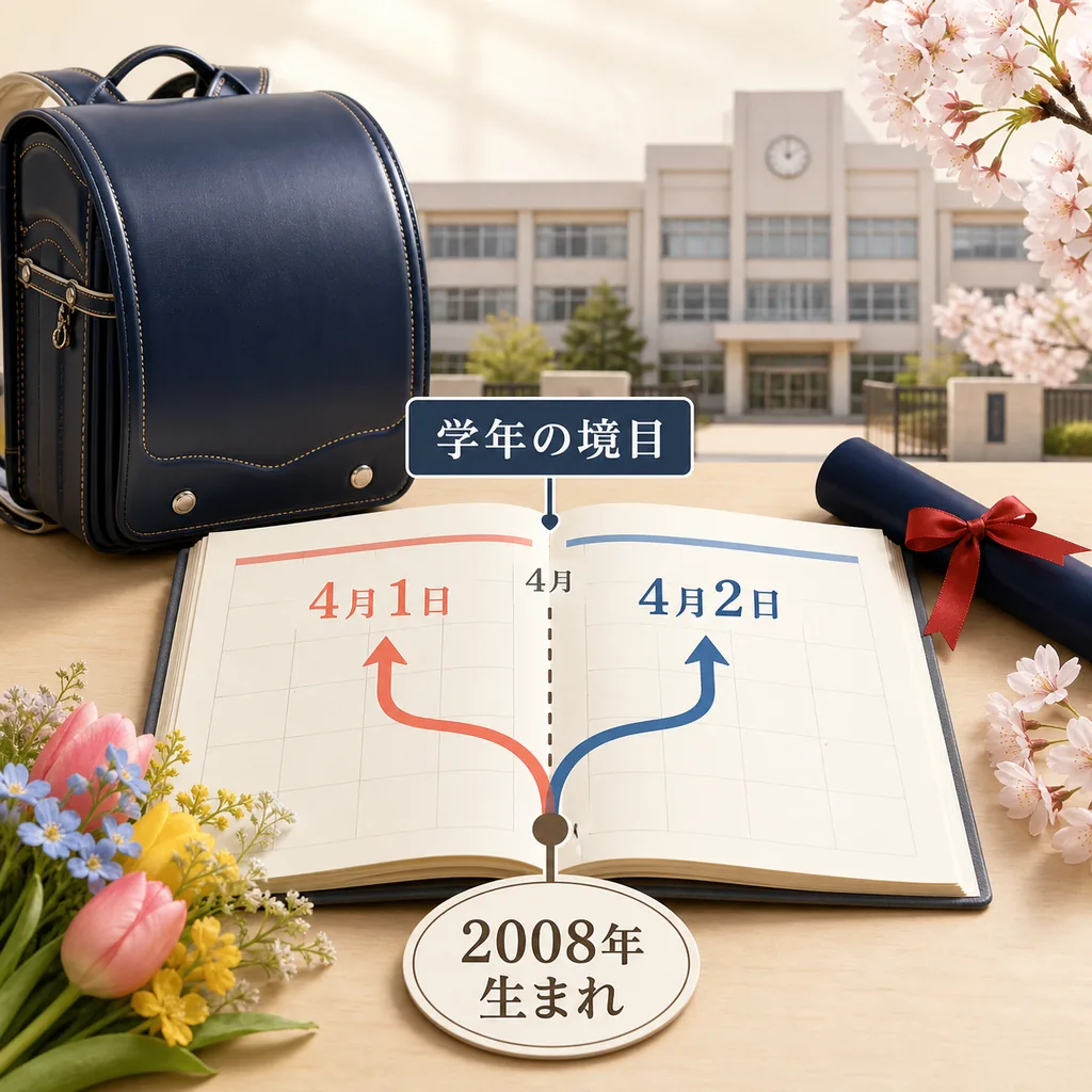 4月の学年区切りと学校生活をイメージした編集イラスト